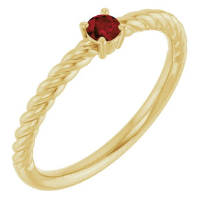 14K Gold Natural Alexandrite Solitaire Rope Ring