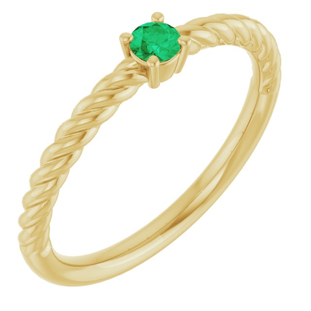 14K Gold Natural Alexandrite Solitaire Rope Ring
