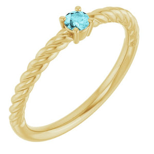 Natural Alexandrite Solitaire Rope Ring with Multiple Gemstone Options in 14K Gold, Silver & Platinum
