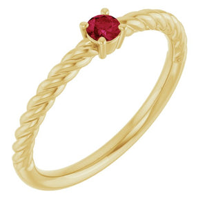 14K Gold Natural Alexandrite Solitaire Rope Ring