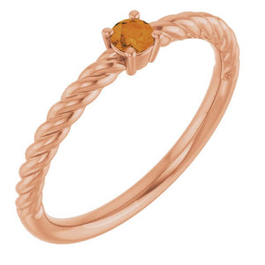 14K Gold Natural Alexandrite Solitaire Rope Ring