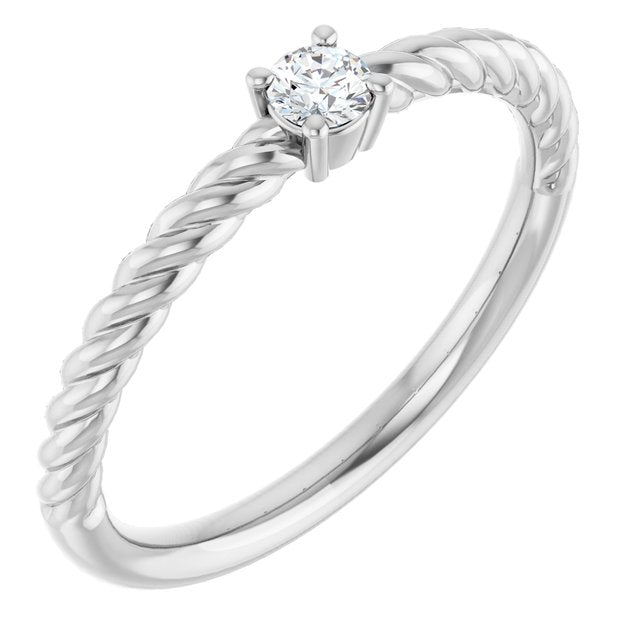 1/10 CT Natural Diamond Solitaire Rope Ring Crafted in 14K Gold, Silver & Platinum