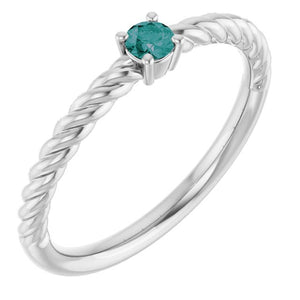 14K Gold Natural Alexandrite Solitaire Rope Ring