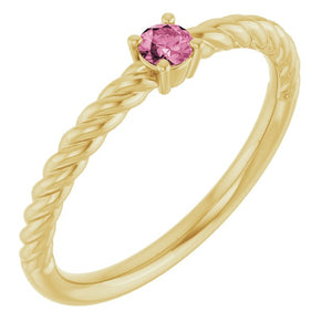 Natural Alexandrite Solitaire Rope Ring with Multiple Gemstone Options in 14K Gold, Silver & Platinum