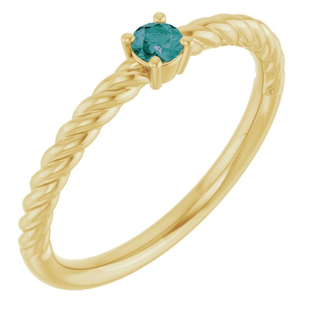 14K Gold Natural Alexandrite Solitaire Rope Ring