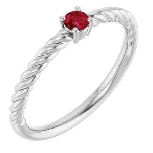 14K Gold Natural Alexandrite Solitaire Rope Ring