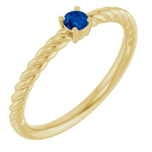Lab-Grown Sapphire Solitaire Rope Ring Crafted in 14K Gold, Silver & Platinum