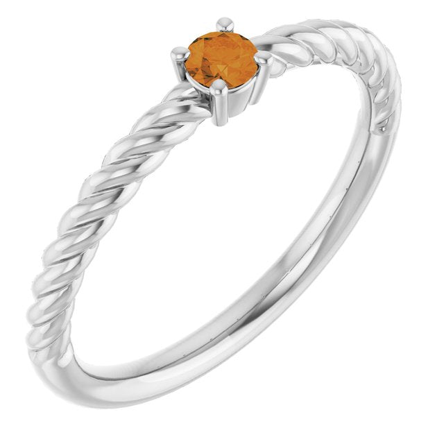 14K Gold Natural Alexandrite Solitaire Rope Ring