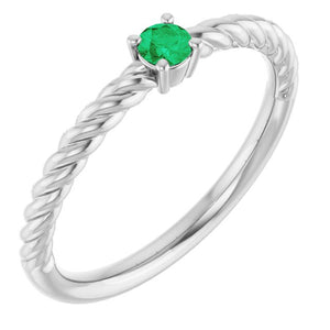 14K Gold Natural Alexandrite Solitaire Rope Ring
