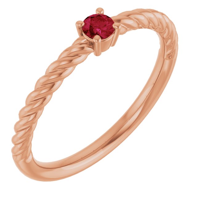 14K Gold Natural Alexandrite Solitaire Rope Ring