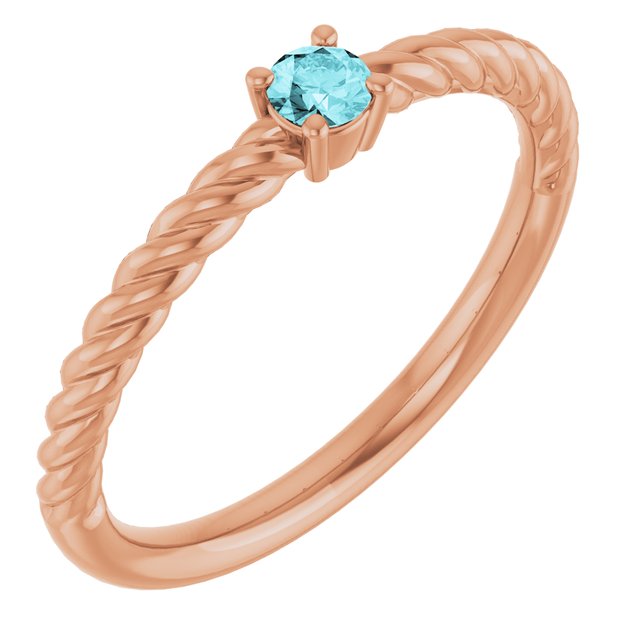 14K Gold Natural Alexandrite Solitaire Rope Ring