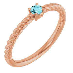 14K Gold Natural Alexandrite Solitaire Rope Ring