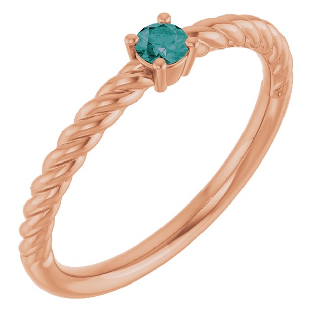 14K Gold Natural Alexandrite Solitaire Rope Ring