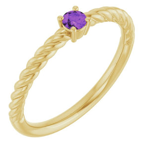 14K Gold Natural Alexandrite Solitaire Rope Ring