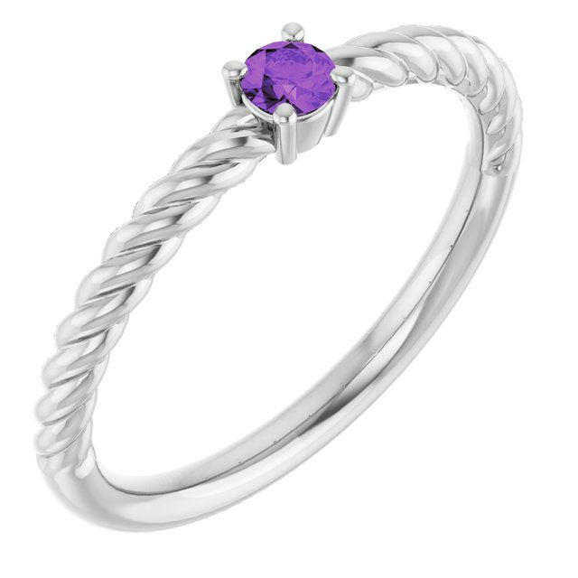 14K Gold Natural Alexandrite Solitaire Rope Ring
