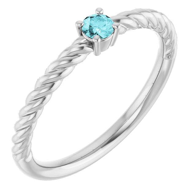 Natural Alexandrite Solitaire Rope Ring with Multiple Gemstone Options in 14K Gold, Silver & Platinum