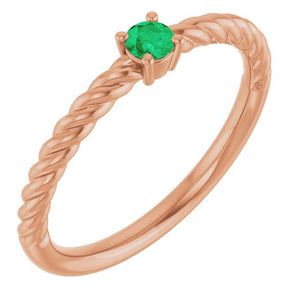 14K Gold Natural Alexandrite Solitaire Rope Ring