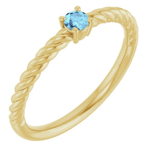 14K Gold Natural Alexandrite Solitaire Rope Ring