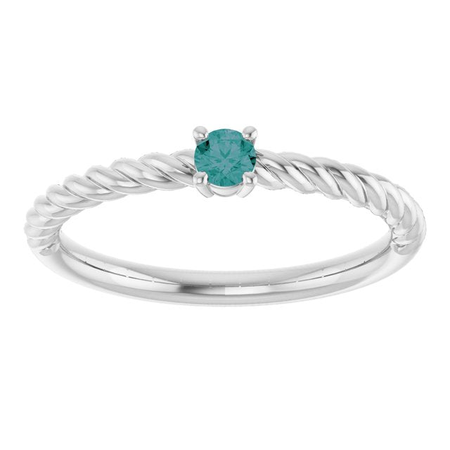 14K Gold Natural Alexandrite Solitaire Rope Ring
