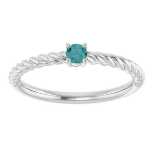 14K Gold Natural Alexandrite Solitaire Rope Ring