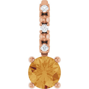 0.01 CTW Imitation Blue Sapphire and Natural Diamond Pendant in 14K Gold, Silver & Platinum