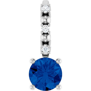 0.01 CTW Imitation Blue Sapphire and Natural Diamond Pendant in 14K Gold, Silver & Platinum