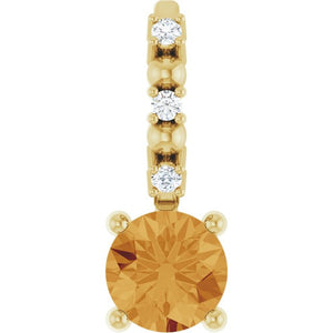 0.01 CTW Imitation Blue Sapphire and Natural Diamond Pendant in 14K Gold, Silver & Platinum