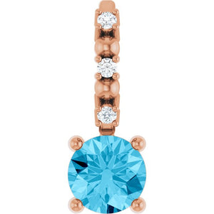 0.01 CTW Imitation Blue Sapphire and Natural Diamond Pendant in 14K Gold, Silver & Platinum