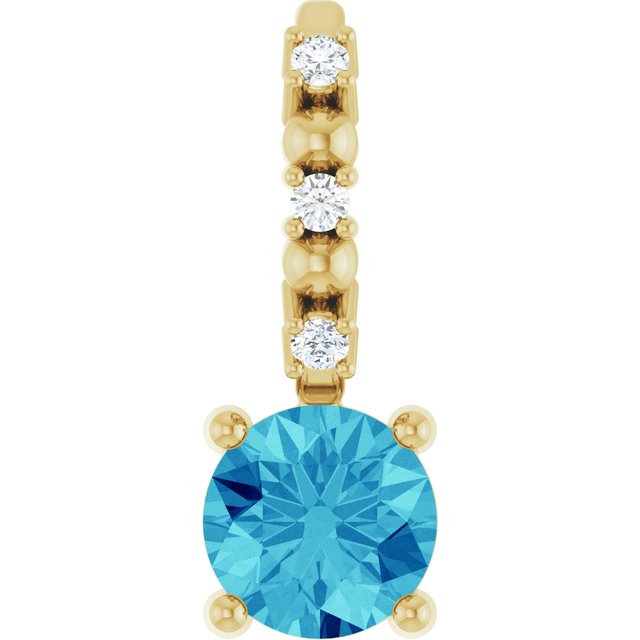 0.01 CTW Imitation Blue Sapphire and Natural Diamond Pendant in 14K Gold, Silver & Platinum