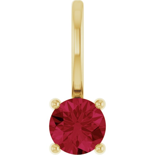Imitation Mozambique Garnet Pendant | 14K Gold, Silver & Platinum | Round | Polished