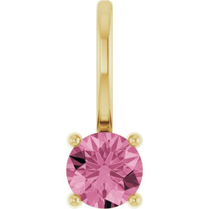 Imitation Mozambique Garnet Pendant | 14K Gold, Silver & Platinum | Round | Polished