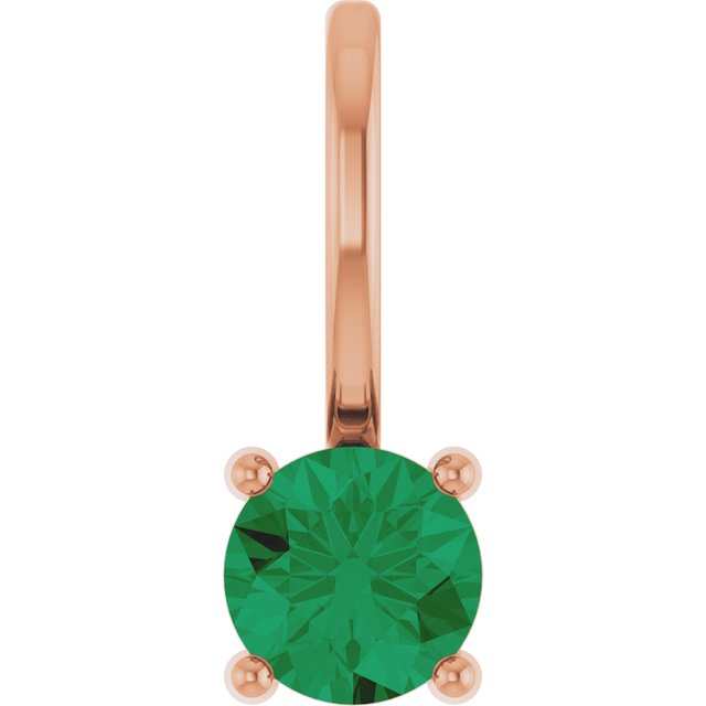 Lab-Grown Emerald Pendant | 14K Gold, Silver & Platinum | Round | Polished