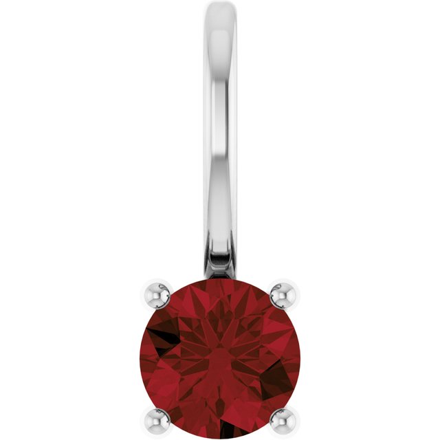 Imitation Mozambique Garnet Round Charm Pendant in 14K Gold, Sterling Silver & Platinum