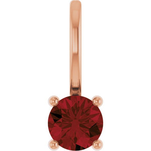 Imitation Mozambique Garnet Pendant | 14K Gold, Silver & Platinum | Round | Polished