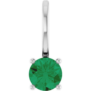 Lab-Grown Emerald Pendant | 14K Gold, Silver & Platinum | Round | Polished