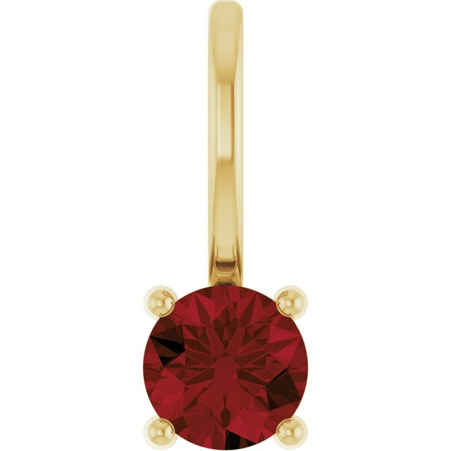 Imitation Mozambique Garnet Pendant | 14K Gold, Silver & Platinum | Round | Polished