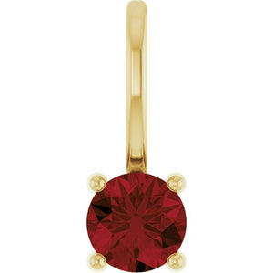 Imitation Mozambique Garnet Pendant | 14K Gold, Silver & Platinum | Round | Polished