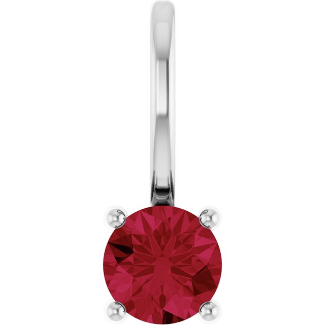 Imitation Mozambique Garnet Round Charm Pendant in 14K Gold, Sterling Silver & Platinum
