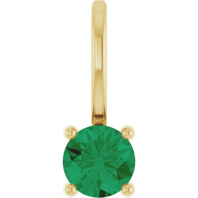 Lab-Grown Emerald Pendant | 14K Gold, Silver & Platinum | Round | Polished