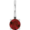 14K White Gold Imitation Mozambique Garnet 4mm Solitaire Pendant