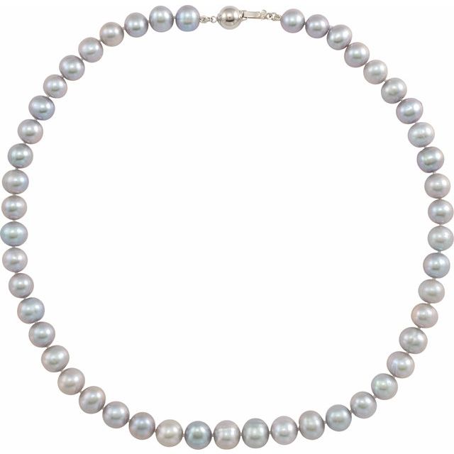 14K Gold Cultured Gray Freshwater Pearl Necklace