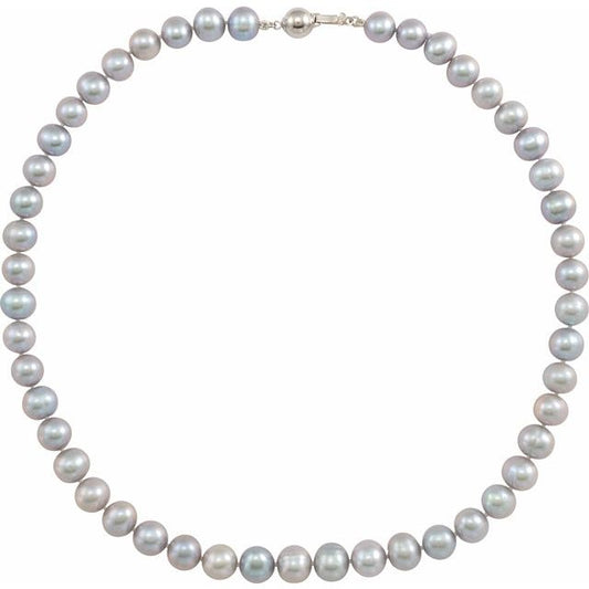 14K Gold Cultured Gray Freshwater Pearl Necklace