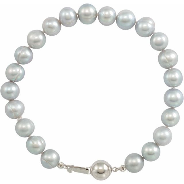 Sterling Silver Cultured Gray Freshwater Pearl Bracelet