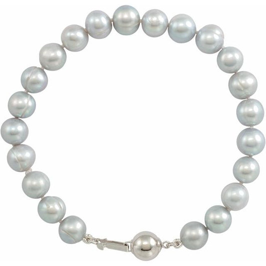 Sterling Silver Cultured Gray Freshwater Pearl Bracelet