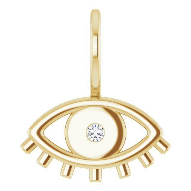 0.02 CT Natural Diamond Evil Eye Charm Pendant in 14K Gold, Silver & Platinum