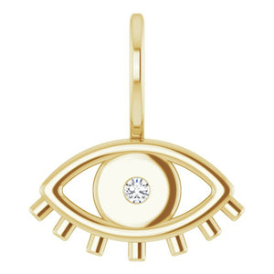 0.02 CT Natural Diamond Evil Eye Charm Pendant in 14K Gold, Silver & Platinum