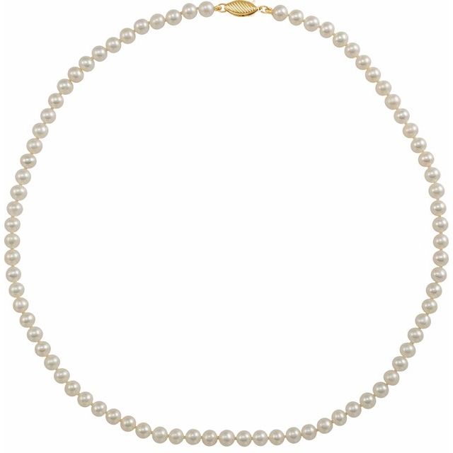 14K Gold Cultured White Freshwater Pearl Necklace - Options Available