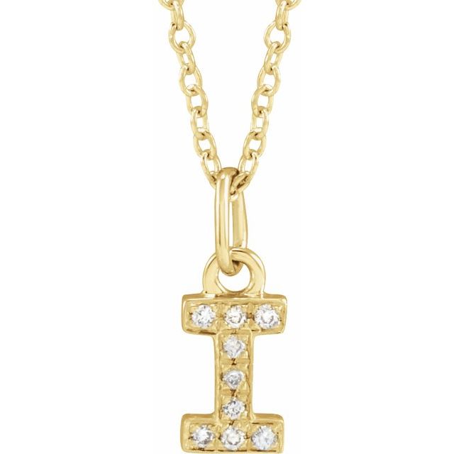 1/100 CTW Natural Diamond Round Petite Initial Necklace in 14K Gold