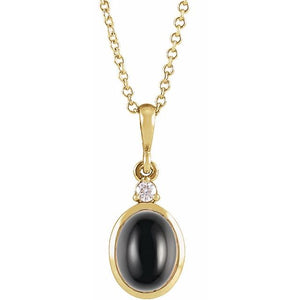 1/100 CTW Diamond Round Cabochon Bezel-Set Necklace in 14K Gold, Silver & Platinum