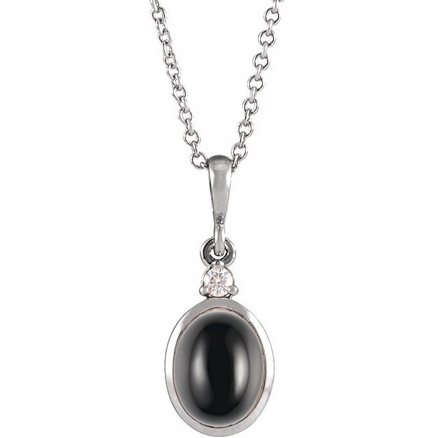1/100 CTW Diamond Round Cabochon Bezel-Set Necklace in 14K Gold, Silver & Platinum